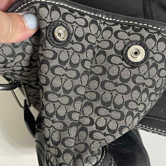 Y2K COACH BLACK SOHO SIGNATURE C SATCHEL, CANVAS, LEATHER TRIM, FLAP. NWOT - Picture 8 of 14